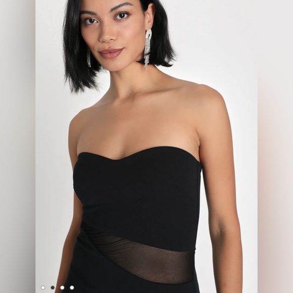 Elegant Icon Black Mesh Strapless Cutout Maxi Dress Medium NWOT - Picture 3 of 5